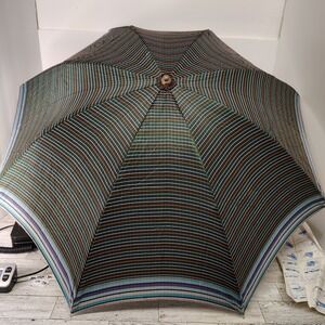 Vintage Folding Umbrella Plaid Travel Compact‎ with Original Box by Columbia